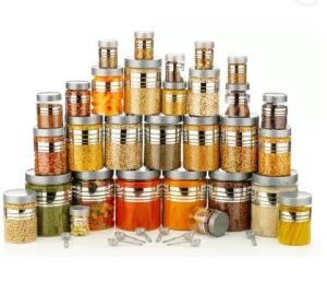 Plastic Grocery Container - 1200 ml, 650 ml, 350 ml, 250 ml  (Pack of 24, Grey)