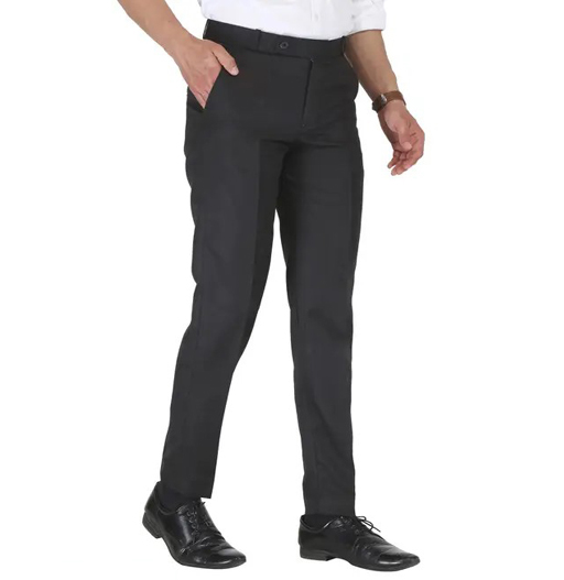 Fashion Men's Solid Black Trousers - Image 2