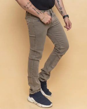 Men's Solid Beige Jeans