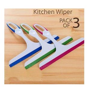 Pack of 3 Household Soft Glass Cleaning Wiper Wipe Window Scraper, Kitchen Slab, Bathroom Tile, Floor (Color May Vary)