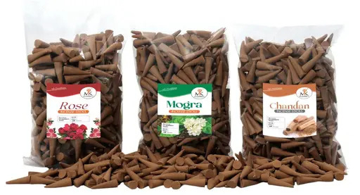 Dry Dhoop Cones Chandan Gulab Mogra for Pooja Combo Pack Fragrance incense cones / agarbatti