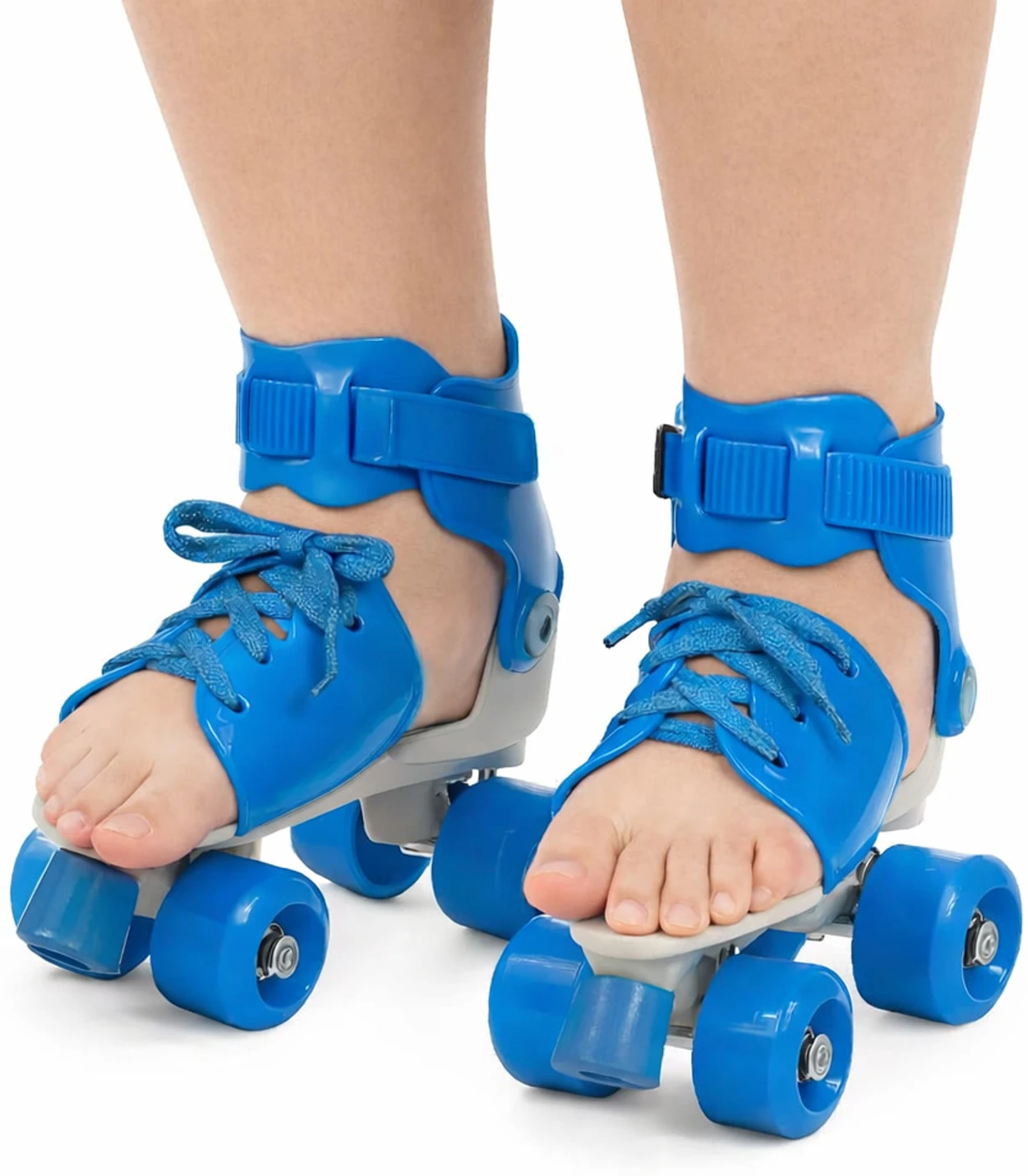 KAVANA Roller skates for boys and girls in line skating shoe. Quad Roller Skates Quad Roller Kids Size 3 UK - 7 UK (Adjustable, Beginner, Blue)