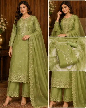 HIRUSHAFASHION Unstitched Net/Lace Salwar Suit Material Embroidered