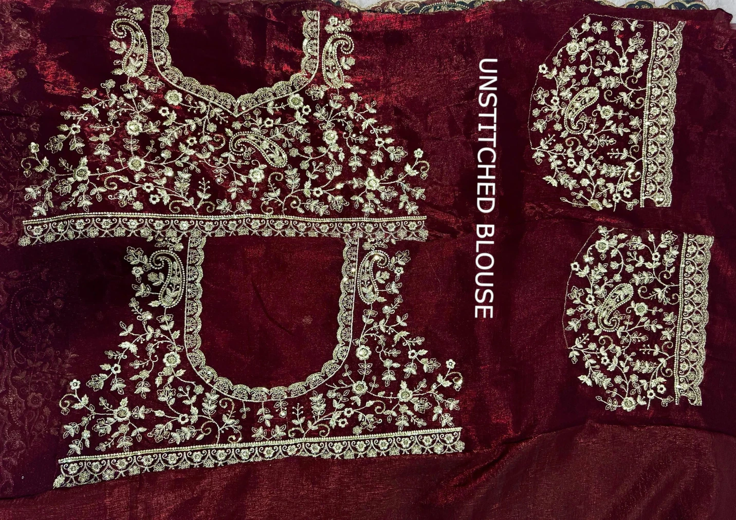 Laddu creation Embellished, Embroidered Bollywood Jimmy Jimmy, Silk Blend Saree (Maroon) - Image 5
